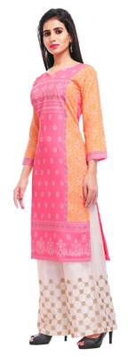 Pink printed crepe kurtas-and-kurtis 3
