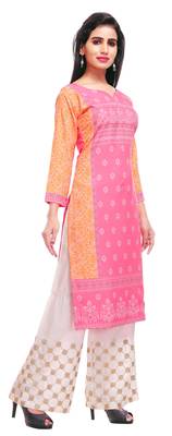 Pink printed crepe kurtas-and-kurtis 4