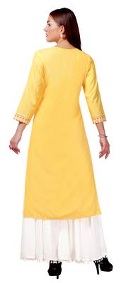 Yellow printed crepe kurtas-and-kurtis 2