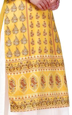 Yellow printed crepe kurtas-and-kurtis 4