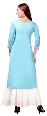 Sky-blue printed crepe kurtas-and-kurtis 2