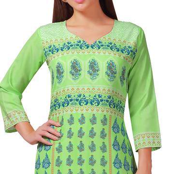 Green printed crepe kurtas-and-kurtis 3