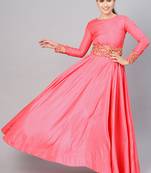 Pink Embroidered Cotton Silk Islamic Dresses