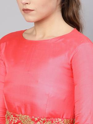 Pink Embroidered Cotton Silk Islamic Dresses 4