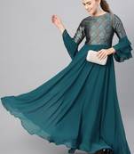 Teal Printed Georgette Islamic Dresses