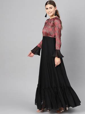 Black Printed Georgette Islamic Dresses 2