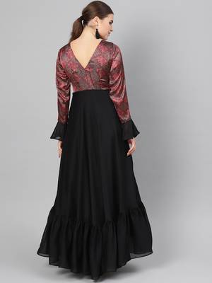 Black Printed Georgette Islamic Dresses 3