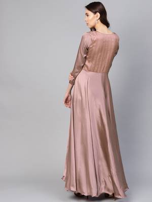 Brown Embroidered Satin Islamic Dresses 3