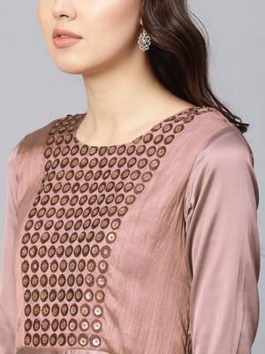 Brown Embroidered Satin Islamic Dresses 5