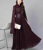 Purple Embroidered Georgette Islamic Dresses