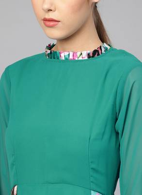 Green Printed Georgette Islamic Dresses 5