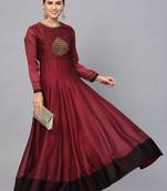 Maroon Embroidered Georgette Islamic Dresses