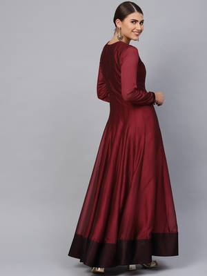 Maroon Embroidered Georgette Islamic Dresses 4