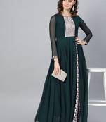 Green Embroidered Georgette Islamic Dresses