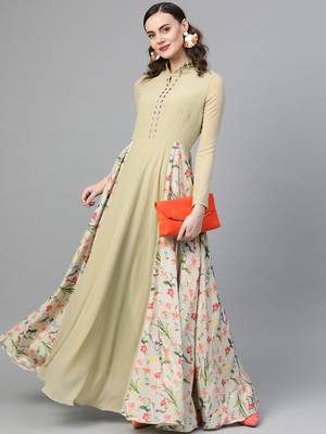 Green Printed Georgette Islamic Dresses 4
