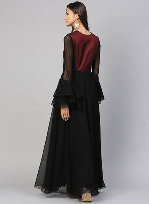 Black Embroidered Georgette Islamic Dresses 4