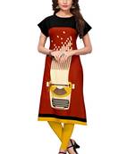 Red printed crepe ethnic-kurtis