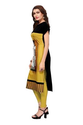 Yellow printed crepe ethnic-kurtis 3