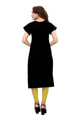 Yellow printed crepe ethnic-kurtis 4
