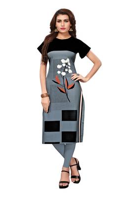 Grey printed crepe ethnic-kurtis 1