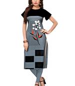 Grey printed crepe ethnic-kurtis