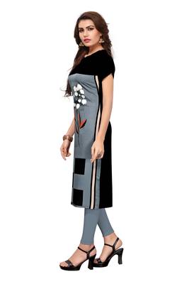 Grey printed crepe ethnic-kurtis 3