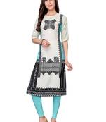 Off-white printed crepe ethnic-kurtis