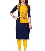 Navy-blue printed crepe ethnic-kurtis