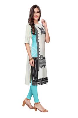 Off-white printed crepe ethnic-kurtis 3