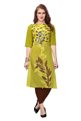 Green printed crepe ethnic-kurtis 1