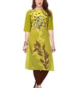 Green printed crepe ethnic-kurtis