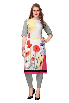 Grey printed crepe ethnic-kurtis 1