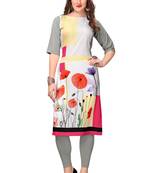 Grey printed crepe ethnic-kurtis