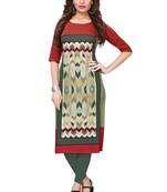 Red printed crepe ethnic-kurtis
