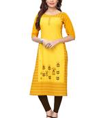 Yellow printed crepe ethnic-kurtis