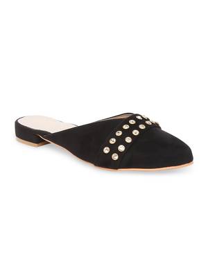 Black solid rubber sandals 1