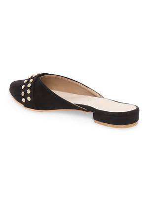 Black solid rubber sandals 2