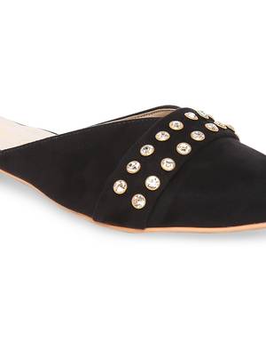 Black solid rubber sandals 5