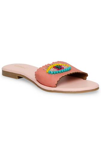 peach solid rubber sandals
