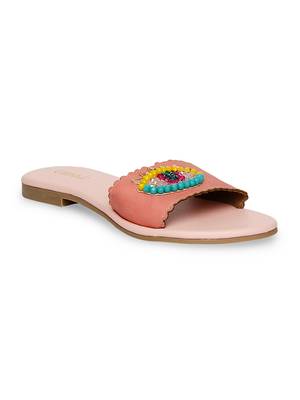 peach solid rubber sandals 1