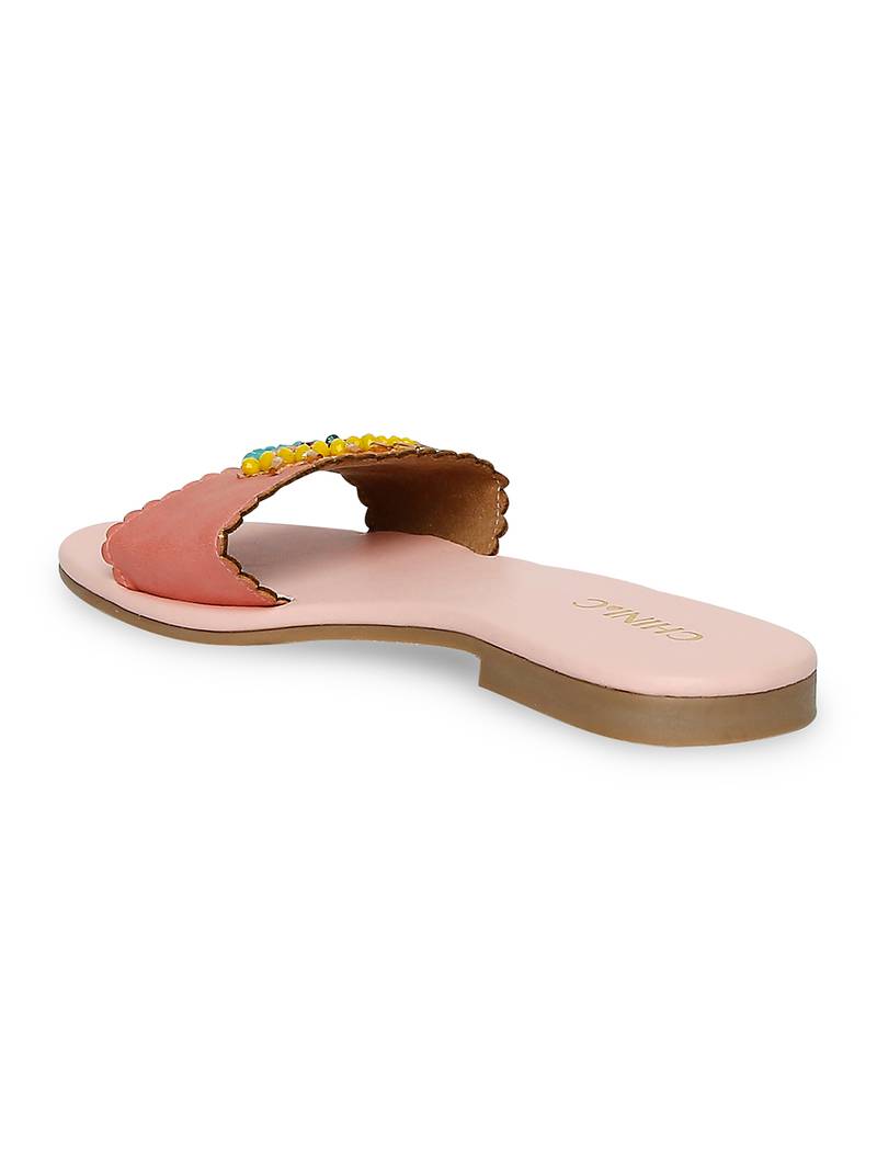 peach solid rubber sandals