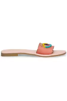 peach solid rubber sandals