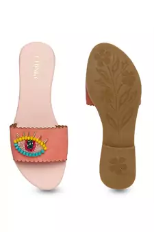 peach solid rubber sandals