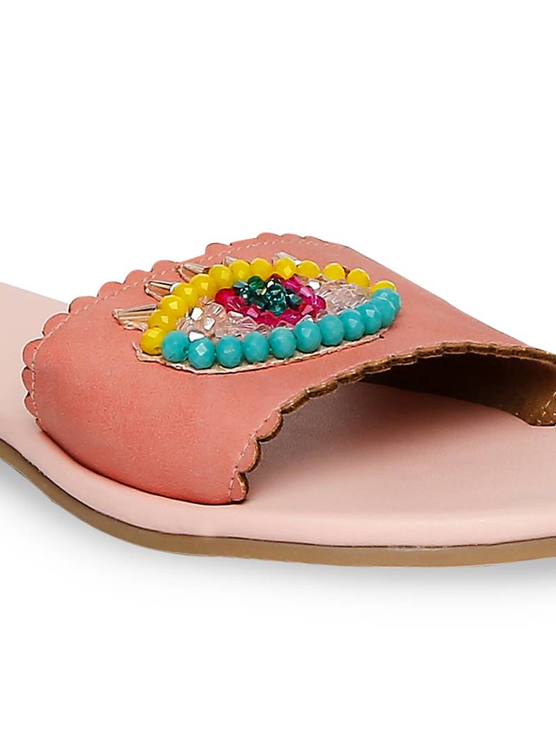 peach solid rubber sandals