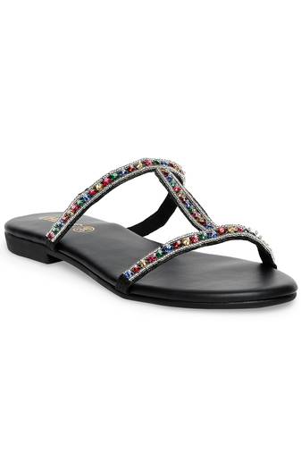 Black solid rubber sandals