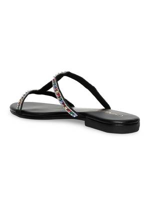 Black solid rubber sandals 2
