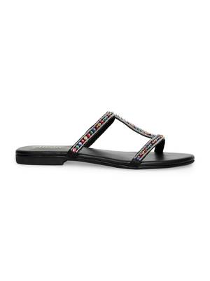 Black solid rubber sandals 3