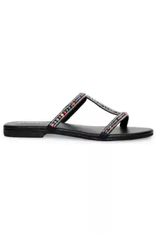 Black solid rubber sandals