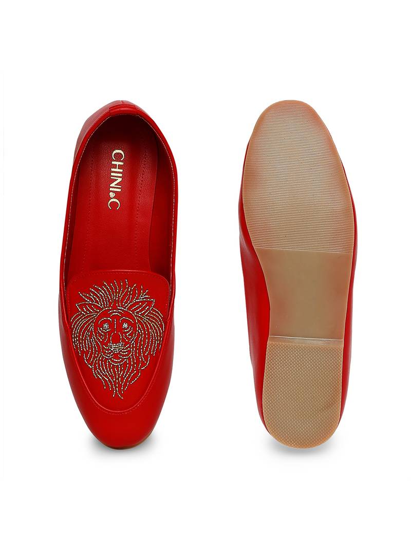 red solid rubber sandals