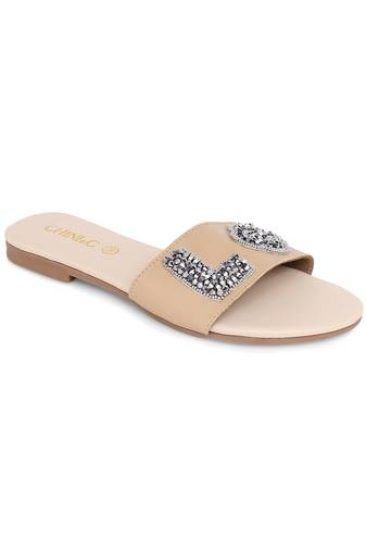Beige solid rubber sandals